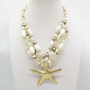 Gold and White Starfish Necklace